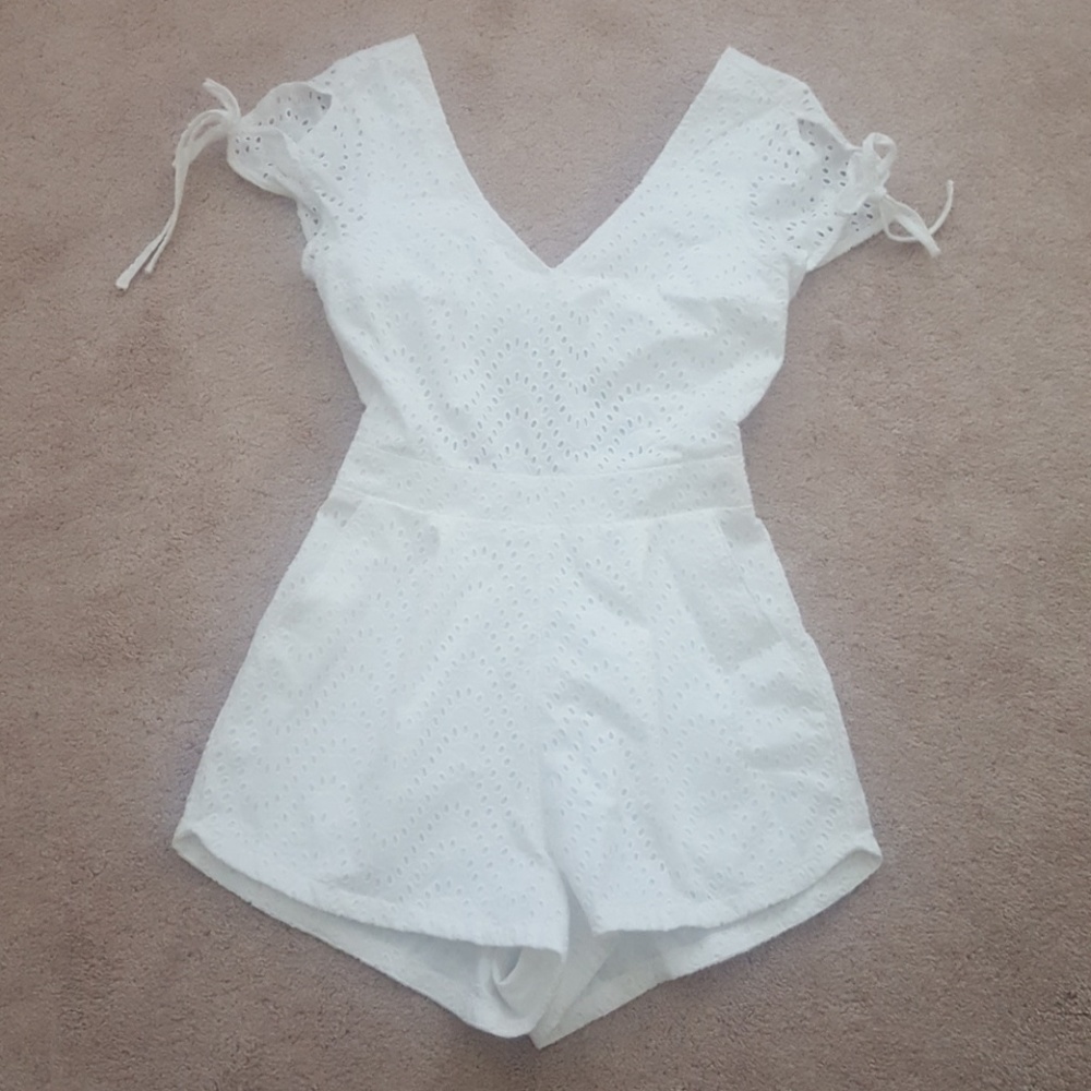 White eyelet romper